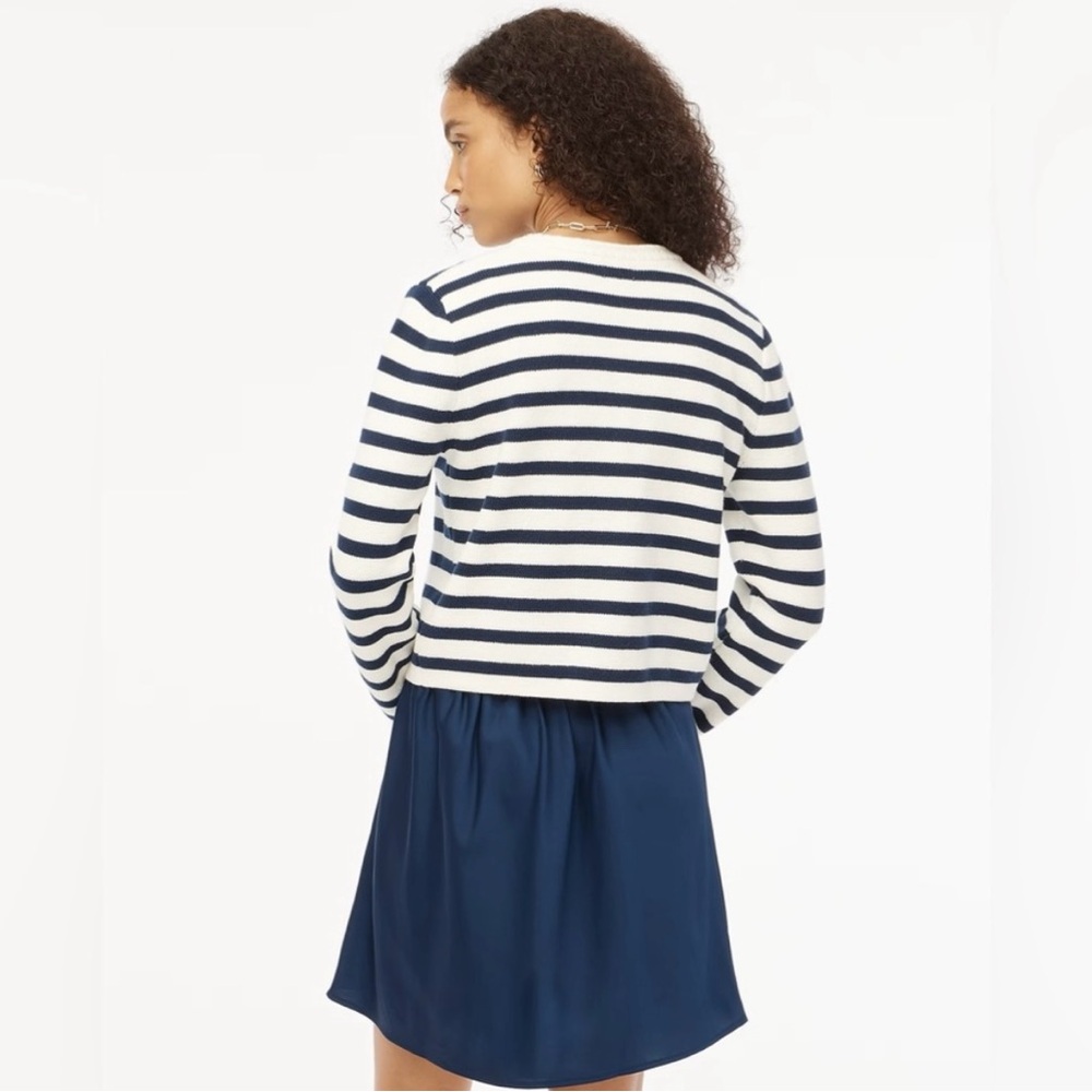 NWT J. Crew Navy and White Striped Cardigan - Picture 3 of 7